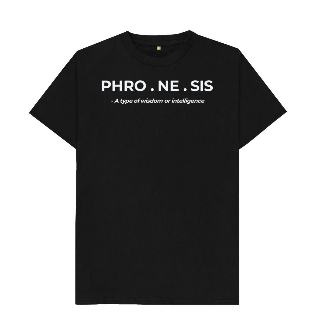 Black Phronesis Original Wisdom Men's Black T-shirt